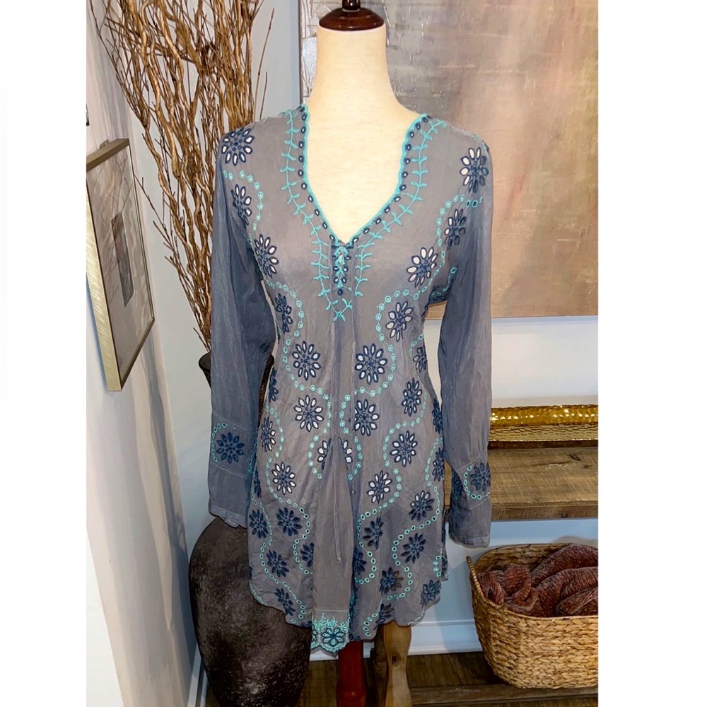 NWOT Johnny Was embroidered tunic dress sz S